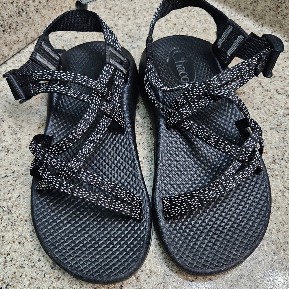 Chaco Black and White Strappy Sandals
